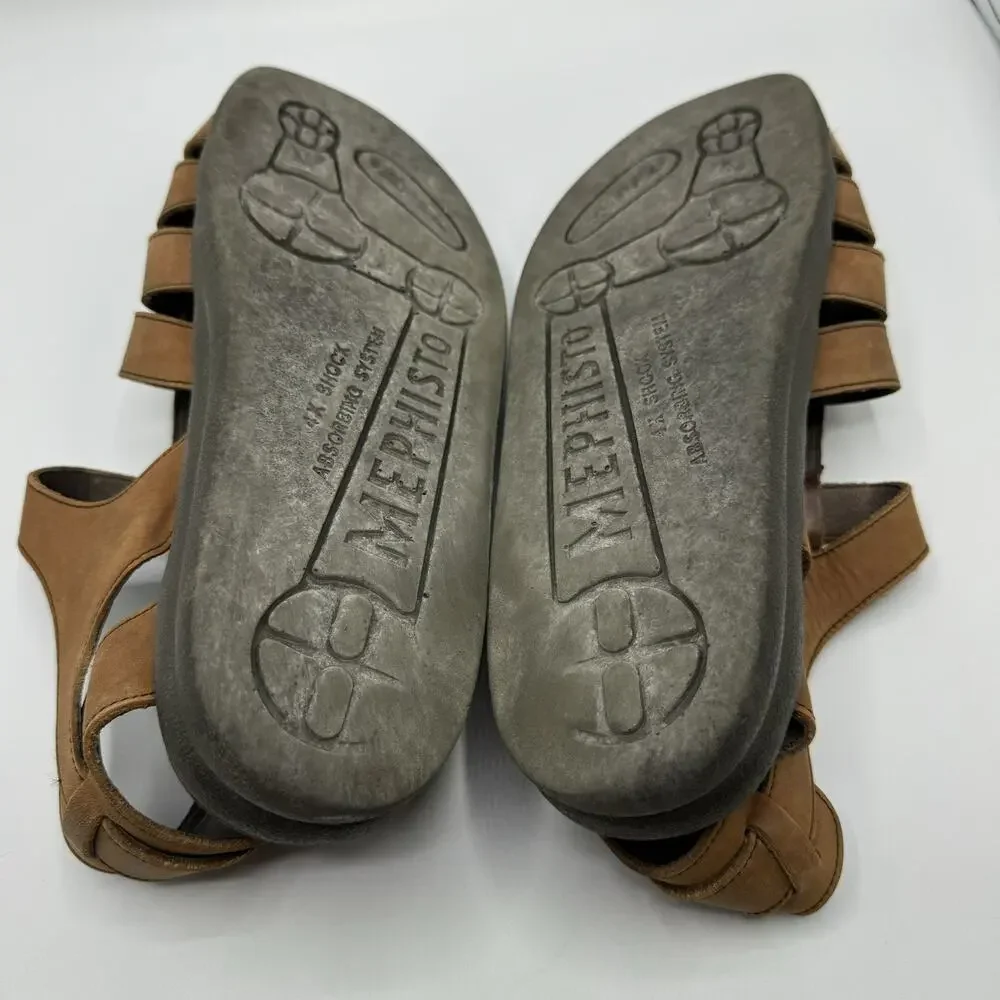 Mephisto Sam Mens 10 EU 44 Fisherman Sandals Nubuck Leather Brown Strap Back